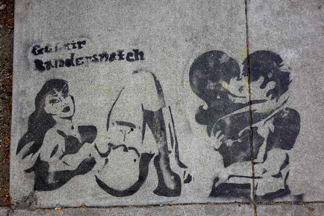 Eclair acuda Bandersnatch stencils n Hayes Valley in San Francisco